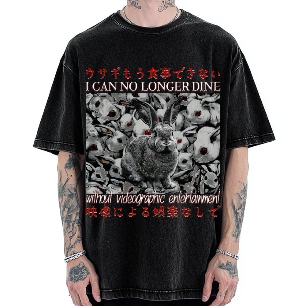 I Can No Longer Dine Japanese Horror Vintage Washed T-shirt