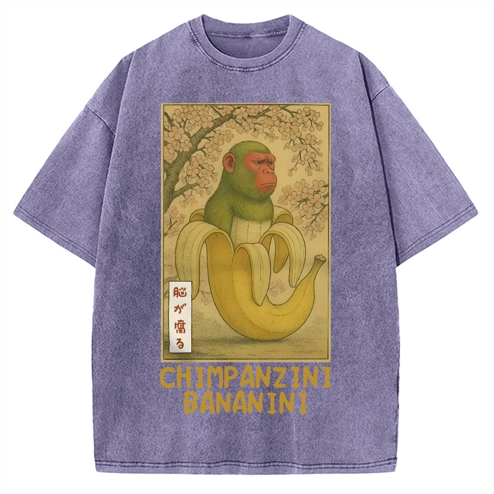 Funny Chimpanzini Bananini Banana Monkey Meme Vintage Washed T-shirt