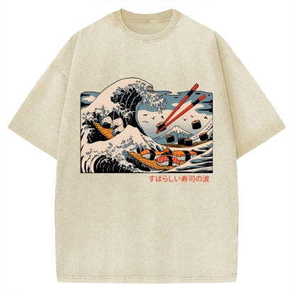 The Great Sushi Wave Vintage Washed T-shirt
