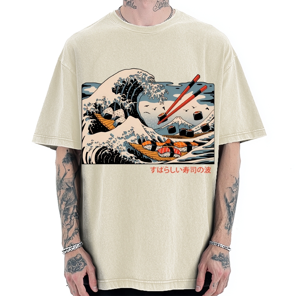 The Great Sushi Wave Vintage Washed T-shirt