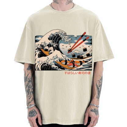 The Great Sushi Wave Vintage Washed T-shirt