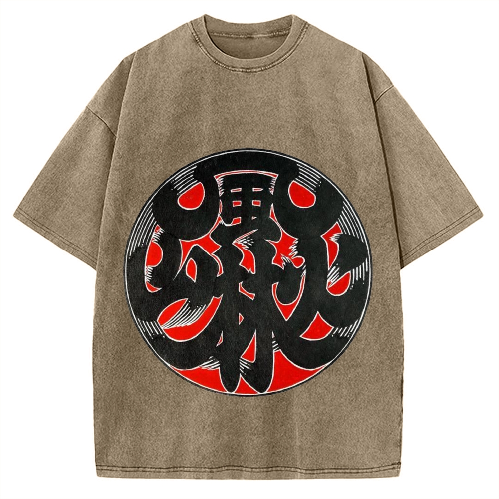 Japanese Traditional Fu RIn Ka San Pattern Vintage Washed T-shirt