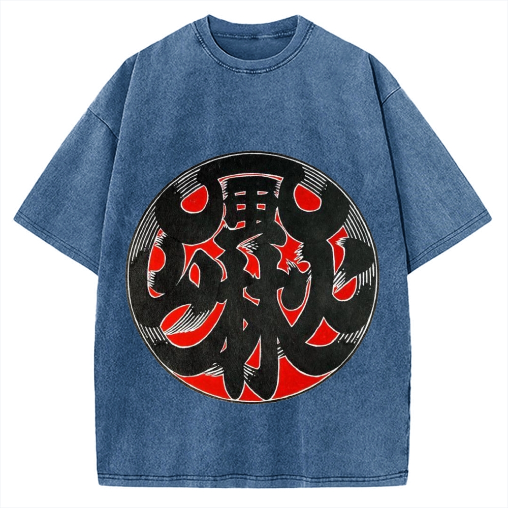 Japanese Traditional Fu RIn Ka San Pattern Vintage Washed T-shirt