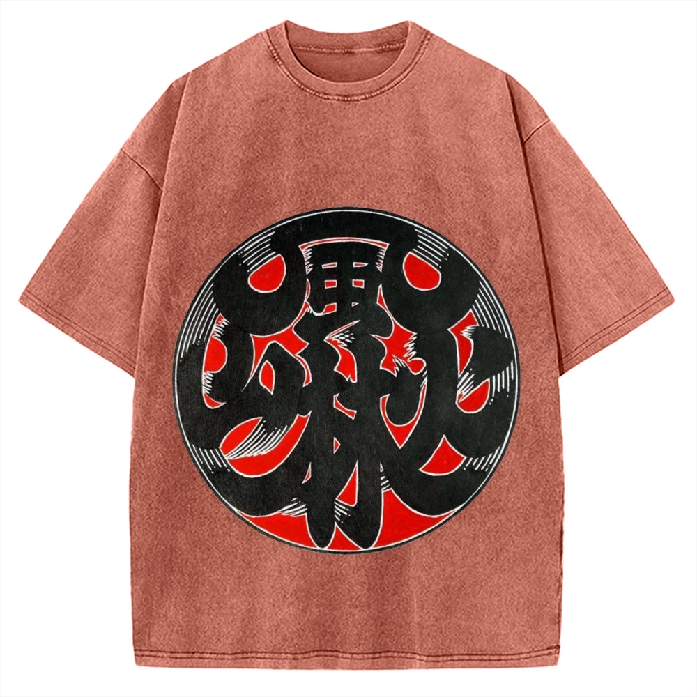 Japanese Traditional Fu RIn Ka San Pattern Vintage Washed T-shirt
