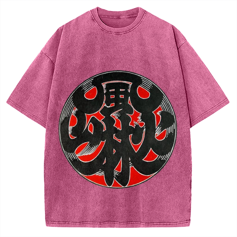 Japanese Traditional Fu RIn Ka San Pattern Vintage Washed T-shirt