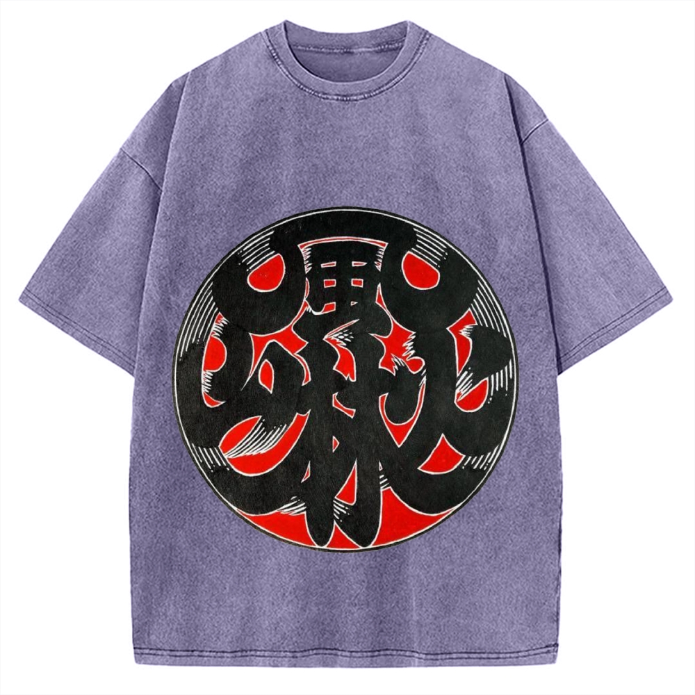 Japanese Traditional Fu RIn Ka San Pattern Vintage Washed T-shirt