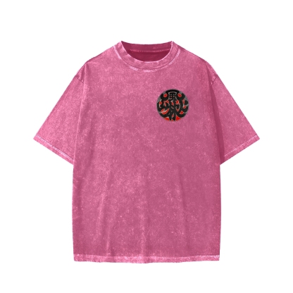 Japanese Traditional Pattern Fu-RIn-Ka-San Front And Back Printing Washed T-shirt