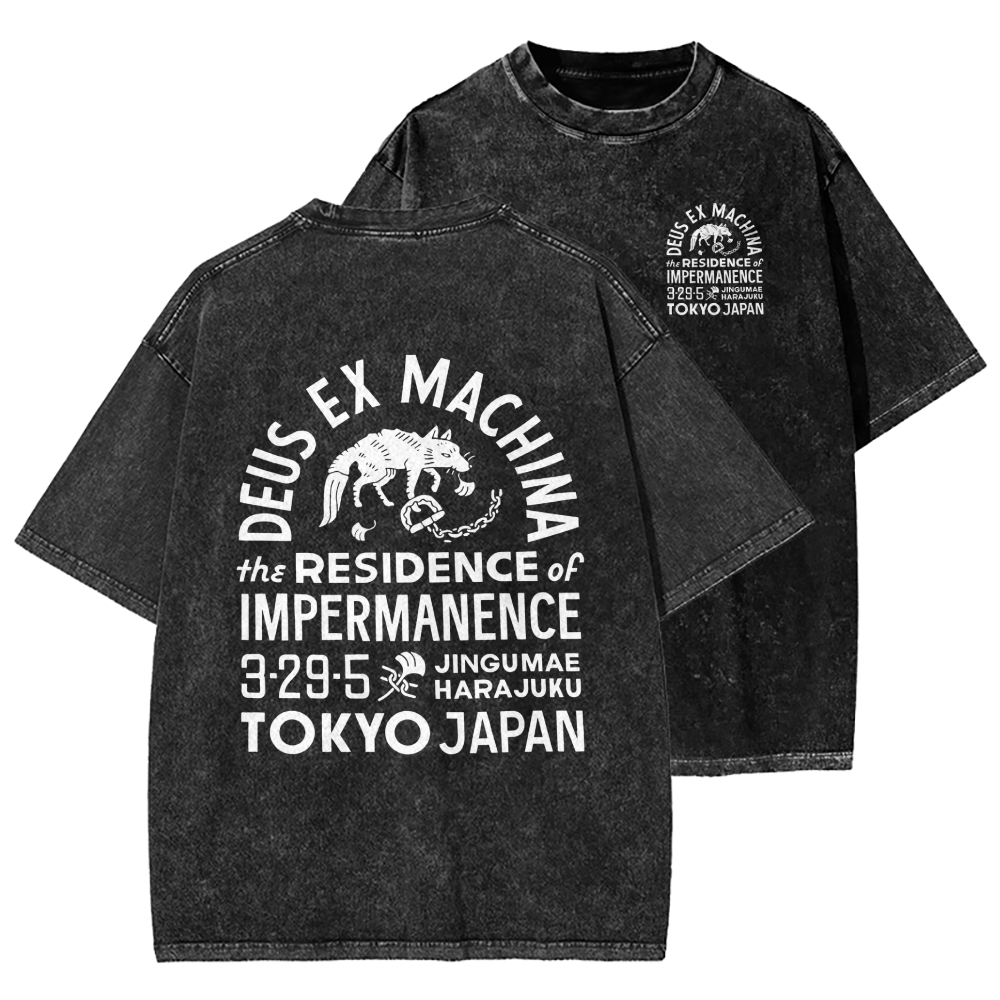 Tokyo-Assassin Deus Ex Machina Tokyo Front And Back Printing Washed T-shirt