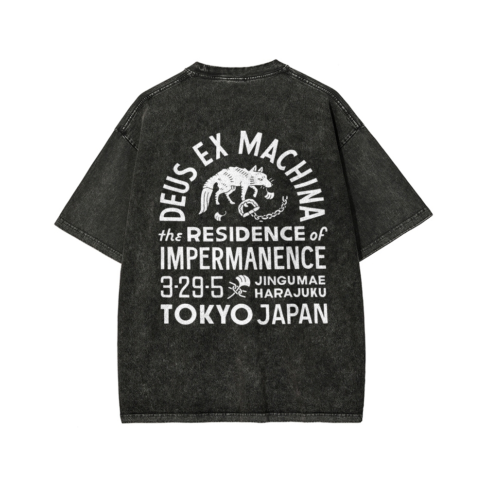 Tokyo-Assassin Deus Ex Machina Tokyo Front And Back Printing Washed T-shirt