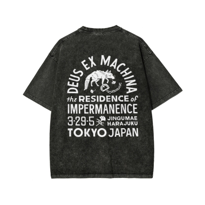 Tokyo-Assassin Deus Ex Machina Tokyo Front And Back Printing Washed T-shirt