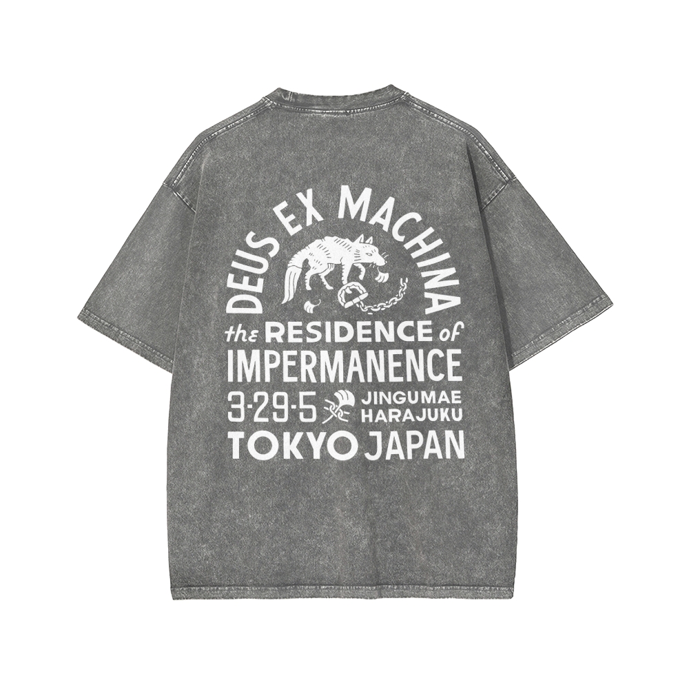 Tokyo-Assassin Deus Ex Machina Tokyo Front And Back Printing Washed T-shirt