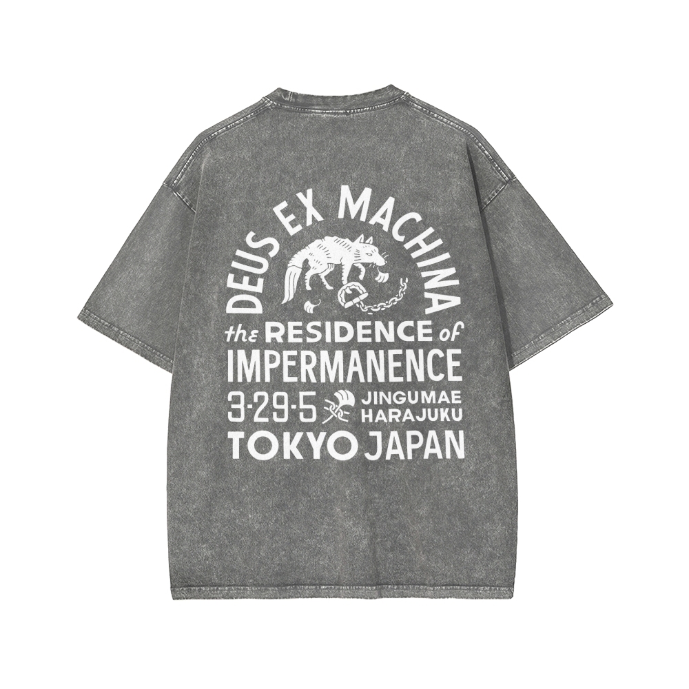 Tokyo-Assassin Deus Ex Machina Tokyo Front And Back Printing Washed T-shirt