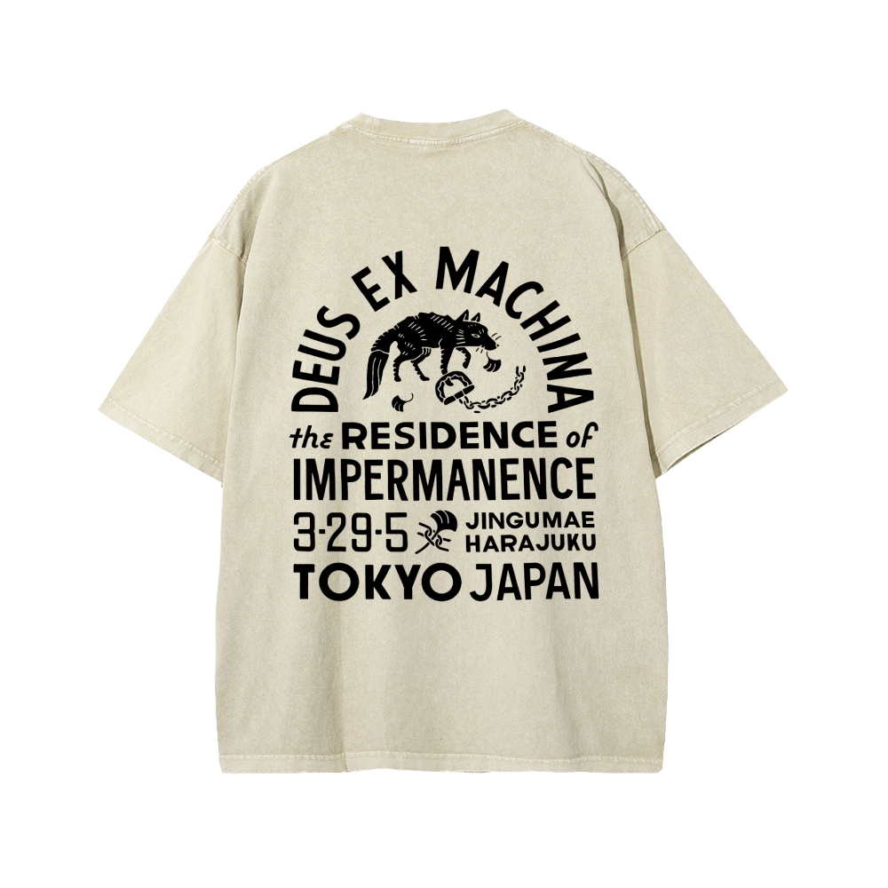 Tokyo-Assassin Deus Ex Machina Tokyo Front And Back Printing Washed T-shirt