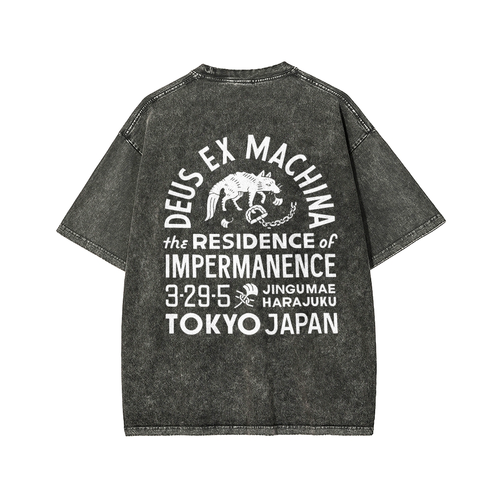 Tokyo-Assassin Deus Ex Machina Tokyo Front And Back Printing Washed T-shirt