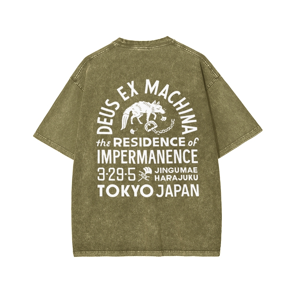 Tokyo-Assassin Deus Ex Machina Tokyo Front And Back Printing Washed T-shirt