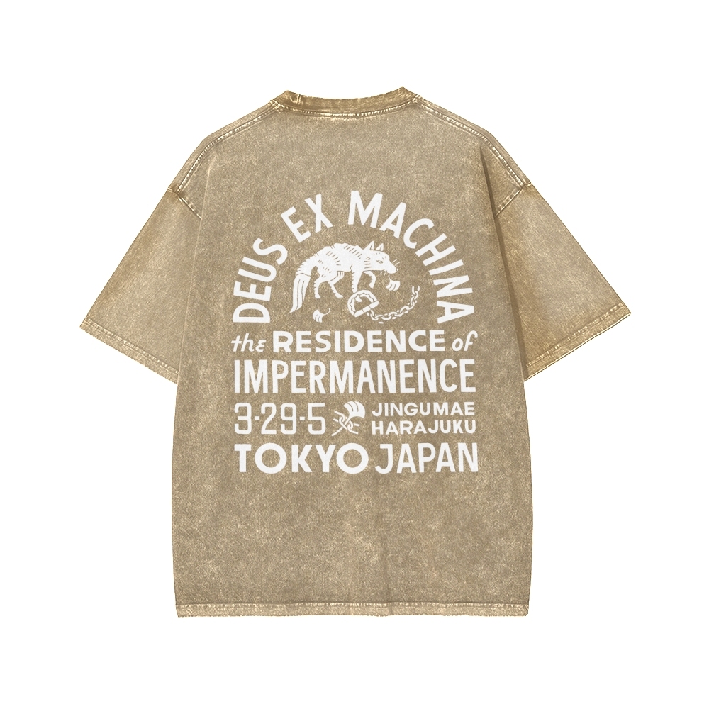 Tokyo-Assassin Deus Ex Machina Tokyo Front And Back Printing Washed T-shirt