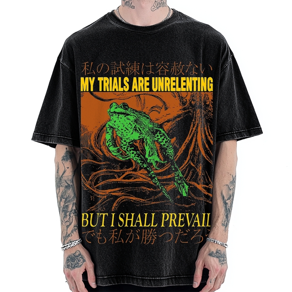 My Trials Are Unrelenting Frog Horror Vintage Washed T-shirt