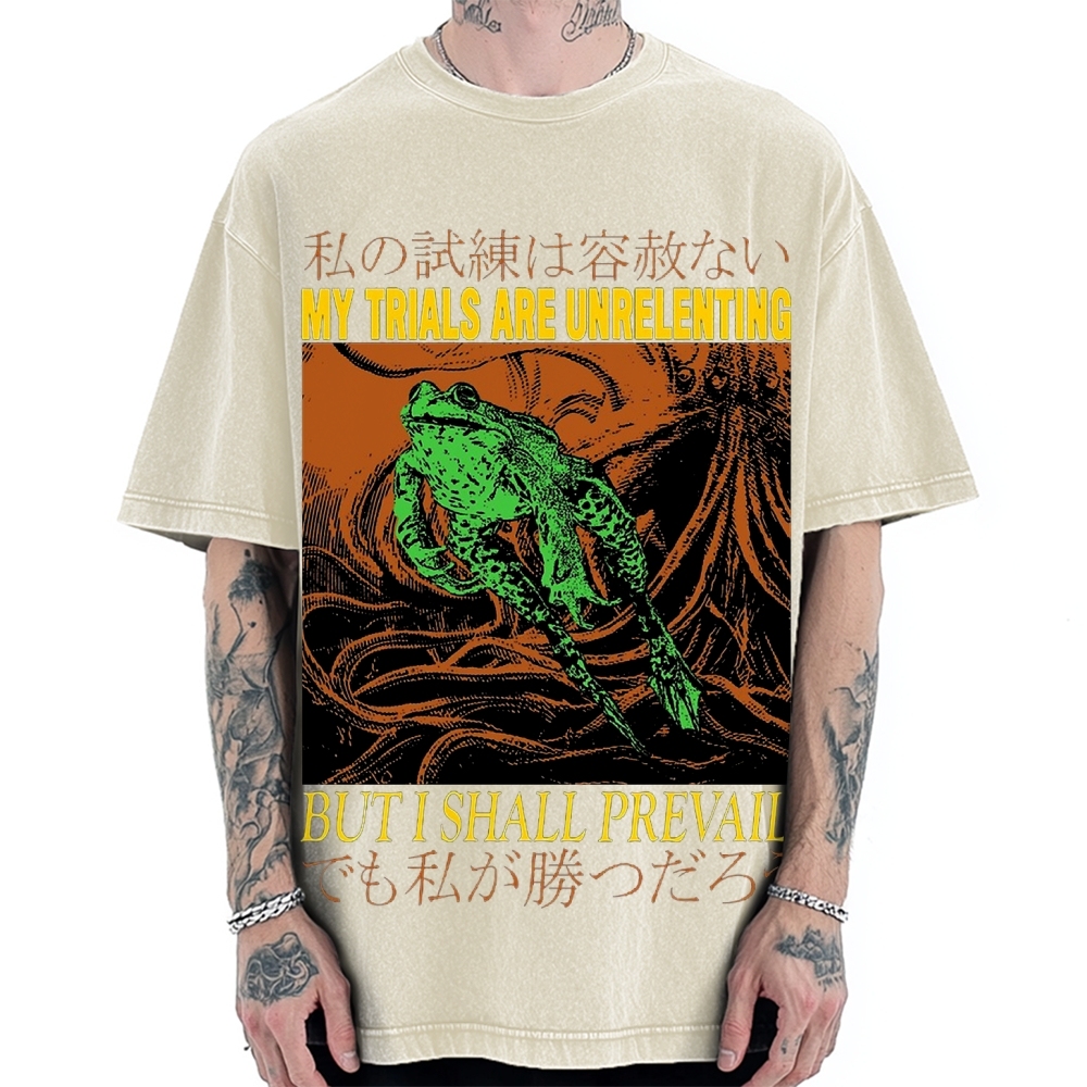 My Trials Are Unrelenting Frog Horror Vintage Washed T-shirt