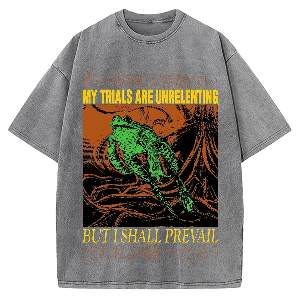 My Trials Are Unrelenting Frog Horror Vintage Washed T-shirt