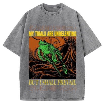 My Trials Are Unrelenting Frog Horror Vintage Washed T-shirt