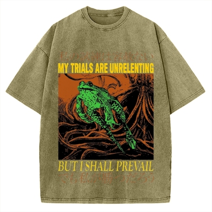 My Trials Are Unrelenting Frog Horror Vintage Washed T-shirt