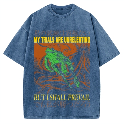 My Trials Are Unrelenting Frog Horror Vintage Washed T-shirt