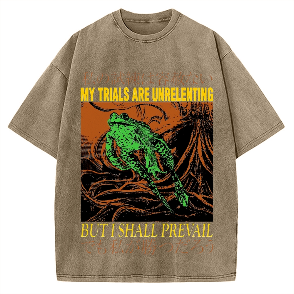 My Trials Are Unrelenting Frog Horror Vintage Washed T-shirt