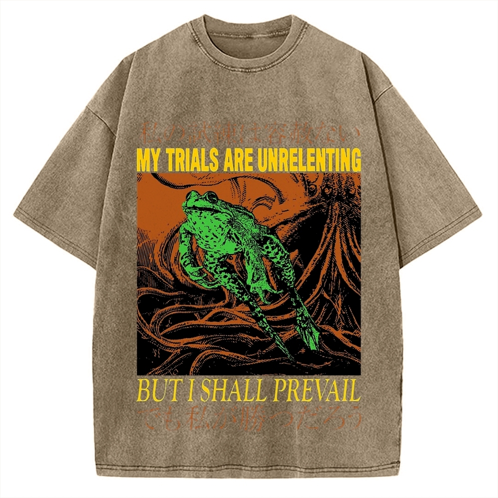 My Trials Are Unrelenting Frog Horror Vintage Washed T-shirt