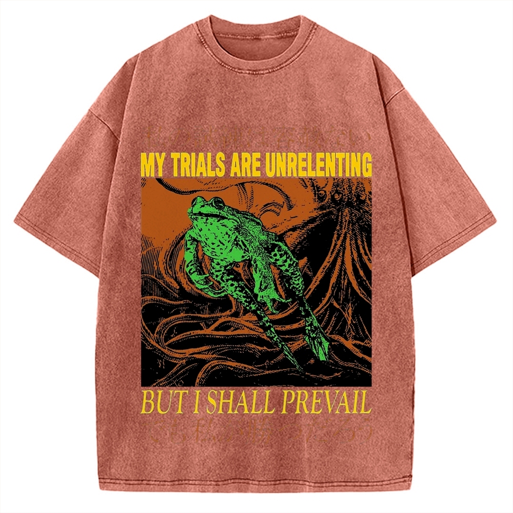 My Trials Are Unrelenting Frog Horror Vintage Washed T-shirt