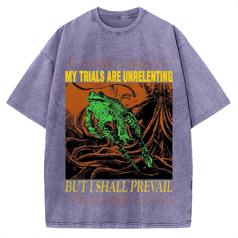 My Trials Are Unrelenting Frog Horror Vintage Washed T-shirt