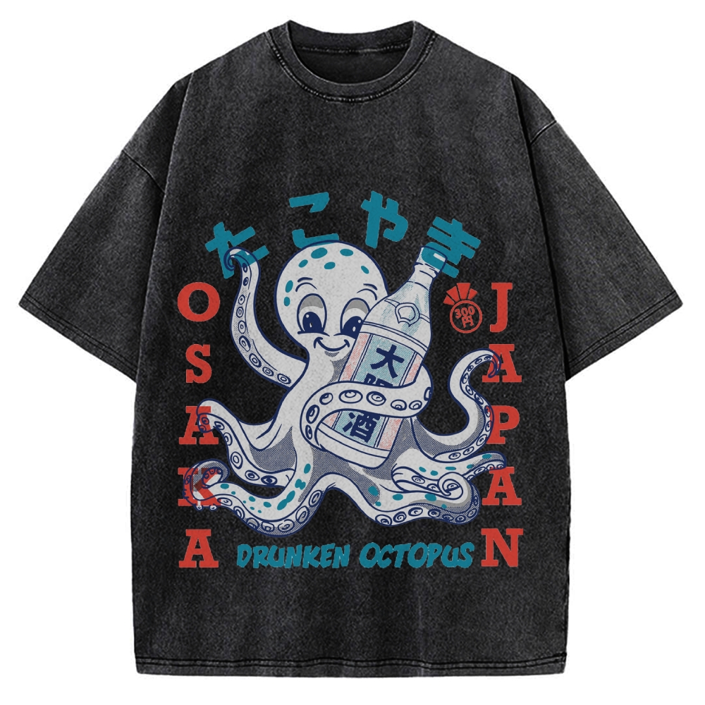 Drunken Octopus Takoyaki Vintage Washed T-shirt