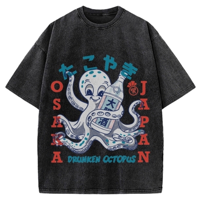 Drunken Octopus Takoyaki Vintage Washed T-shirt