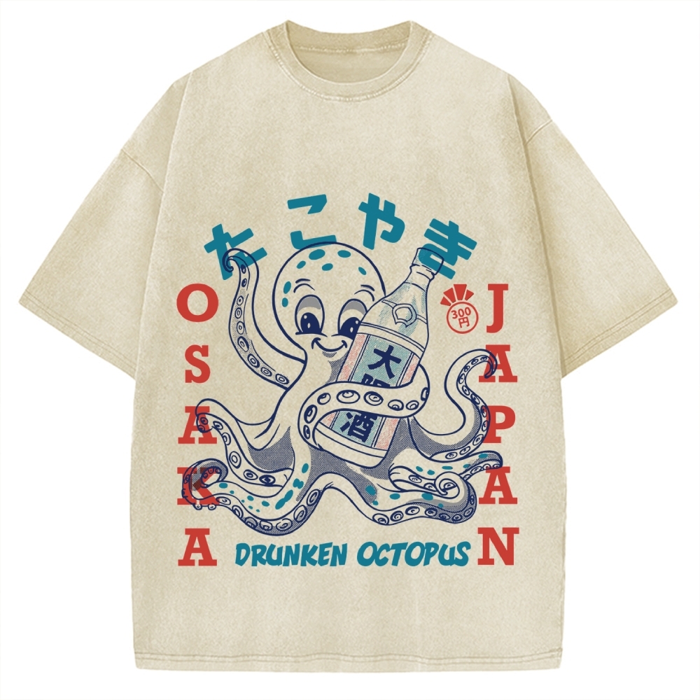 Drunken Octopus Takoyaki Vintage Washed T-shirt