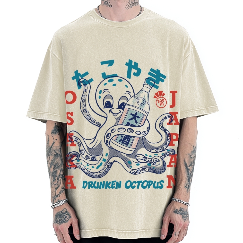 Drunken Octopus Takoyaki Vintage Washed T-shirt