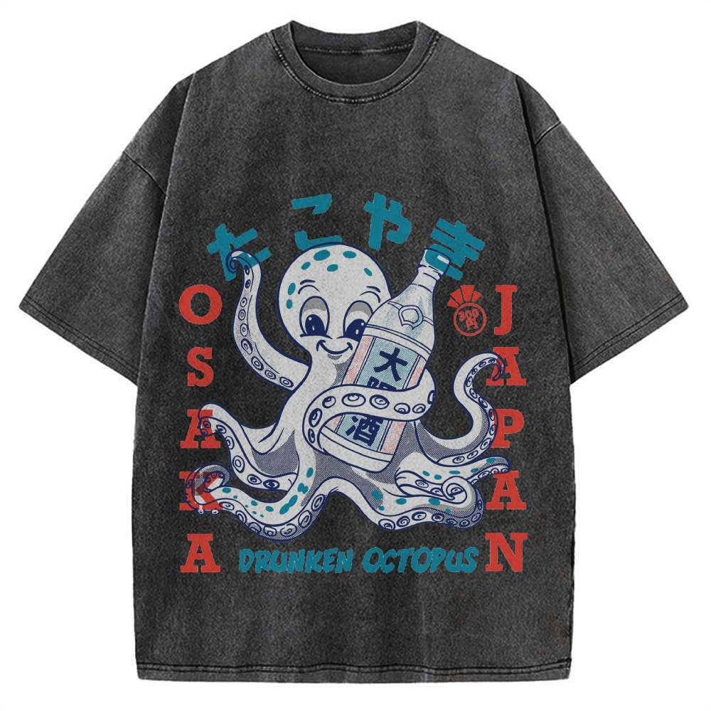 Drunken Octopus Takoyaki Vintage Washed T-shirt