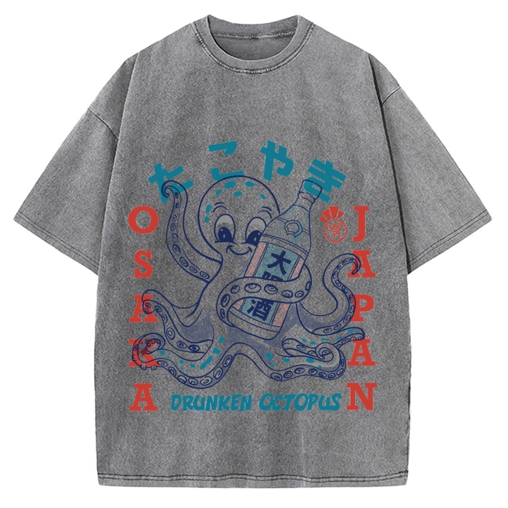 Drunken Octopus Takoyaki Vintage Washed T-shirt