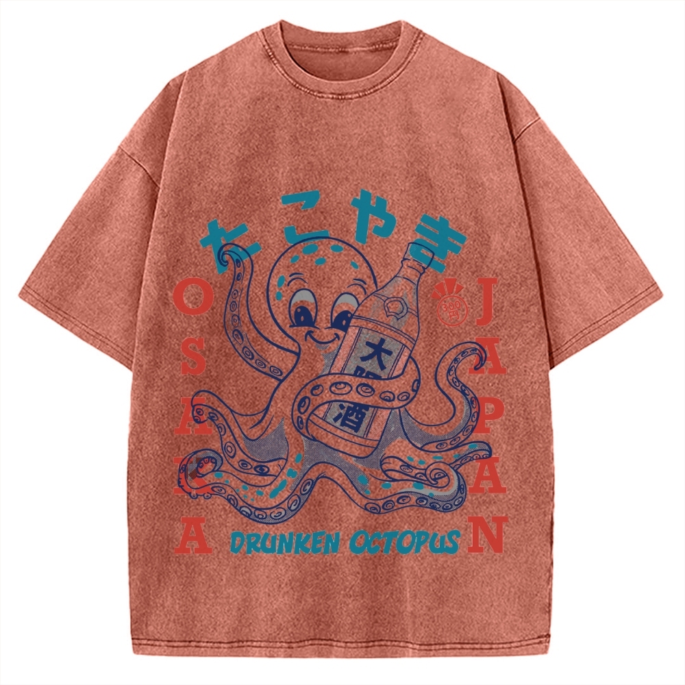Drunken Octopus Takoyaki Vintage Washed T-shirt