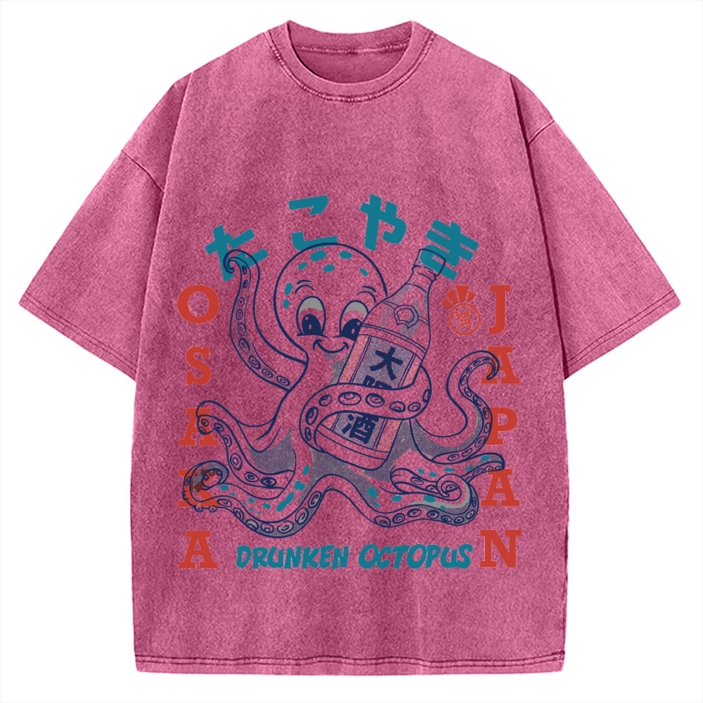 Drunken Octopus Takoyaki Vintage Washed T-shirt