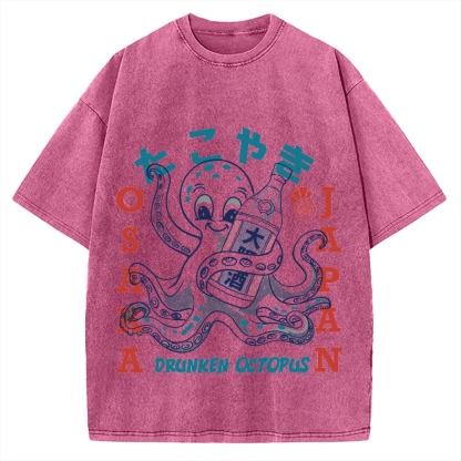 Drunken Octopus Takoyaki Vintage Washed T-shirt