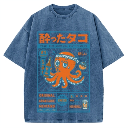 Drunken Octopus Takoyaki Vintage Washed T-shirt