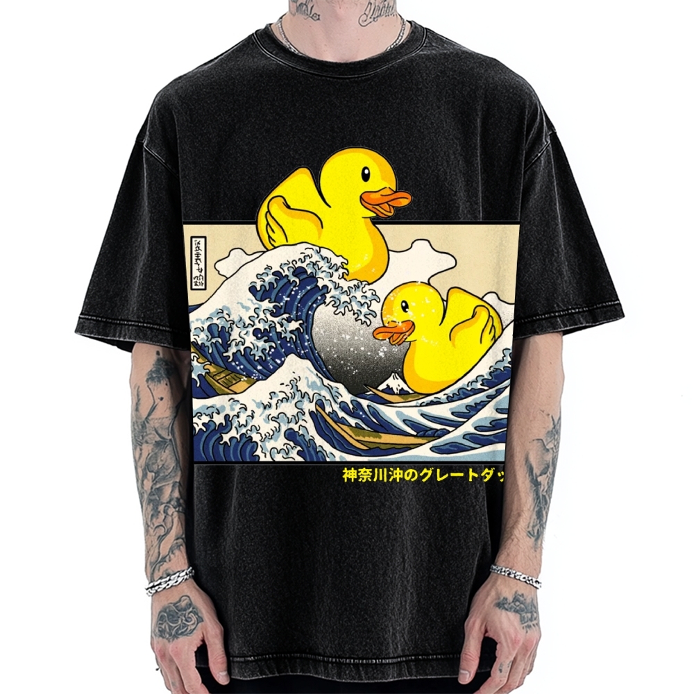 Giant Wave Yellow Duck Vintage Washed T-shirt