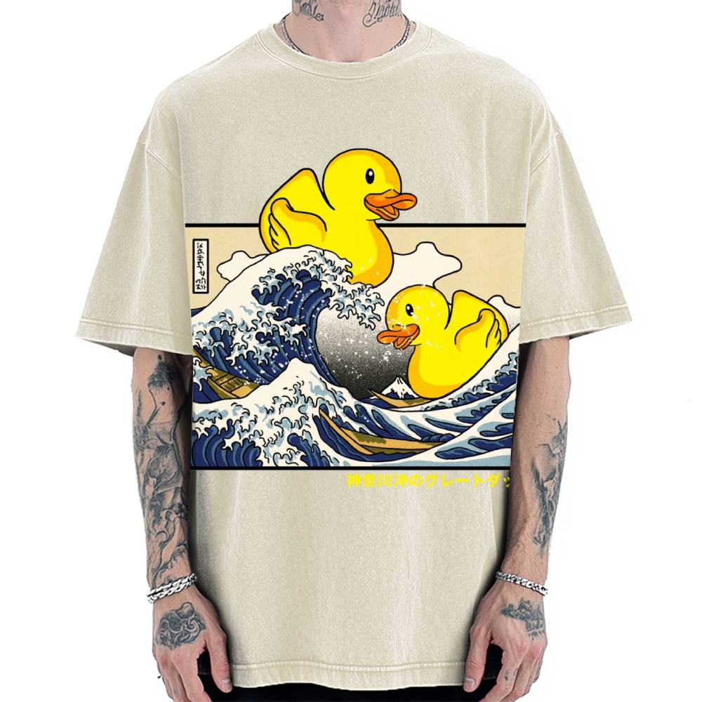 Giant Wave Yellow Duck Vintage Washed T-shirt