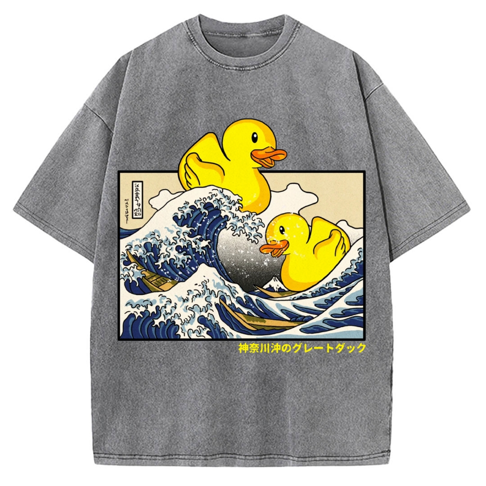 Giant Wave Yellow Duck Vintage Washed T-shirt