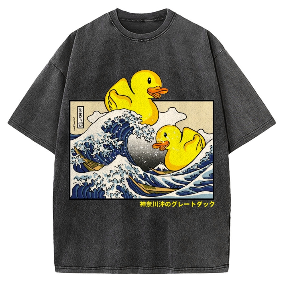 Giant Wave Yellow Duck Vintage Washed T-shirt