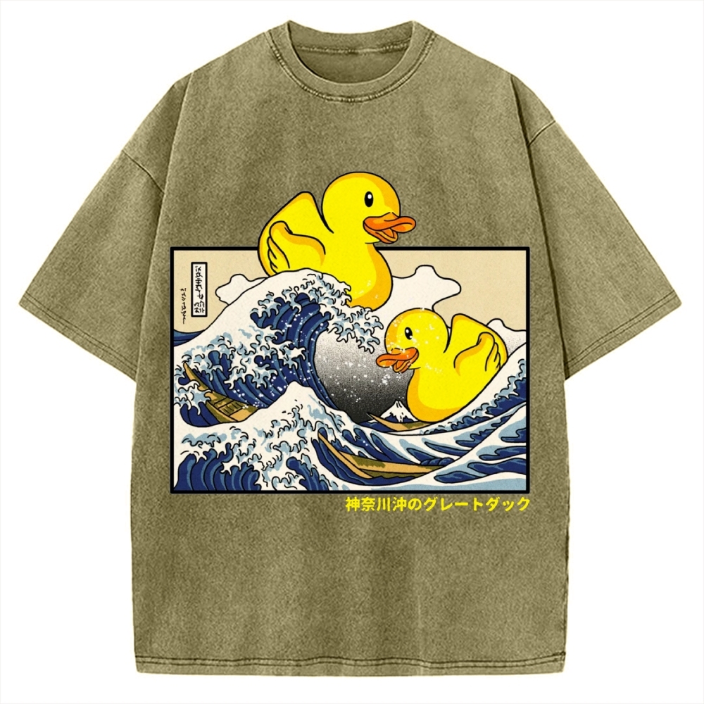 Giant Wave Yellow Duck Vintage Washed T-shirt