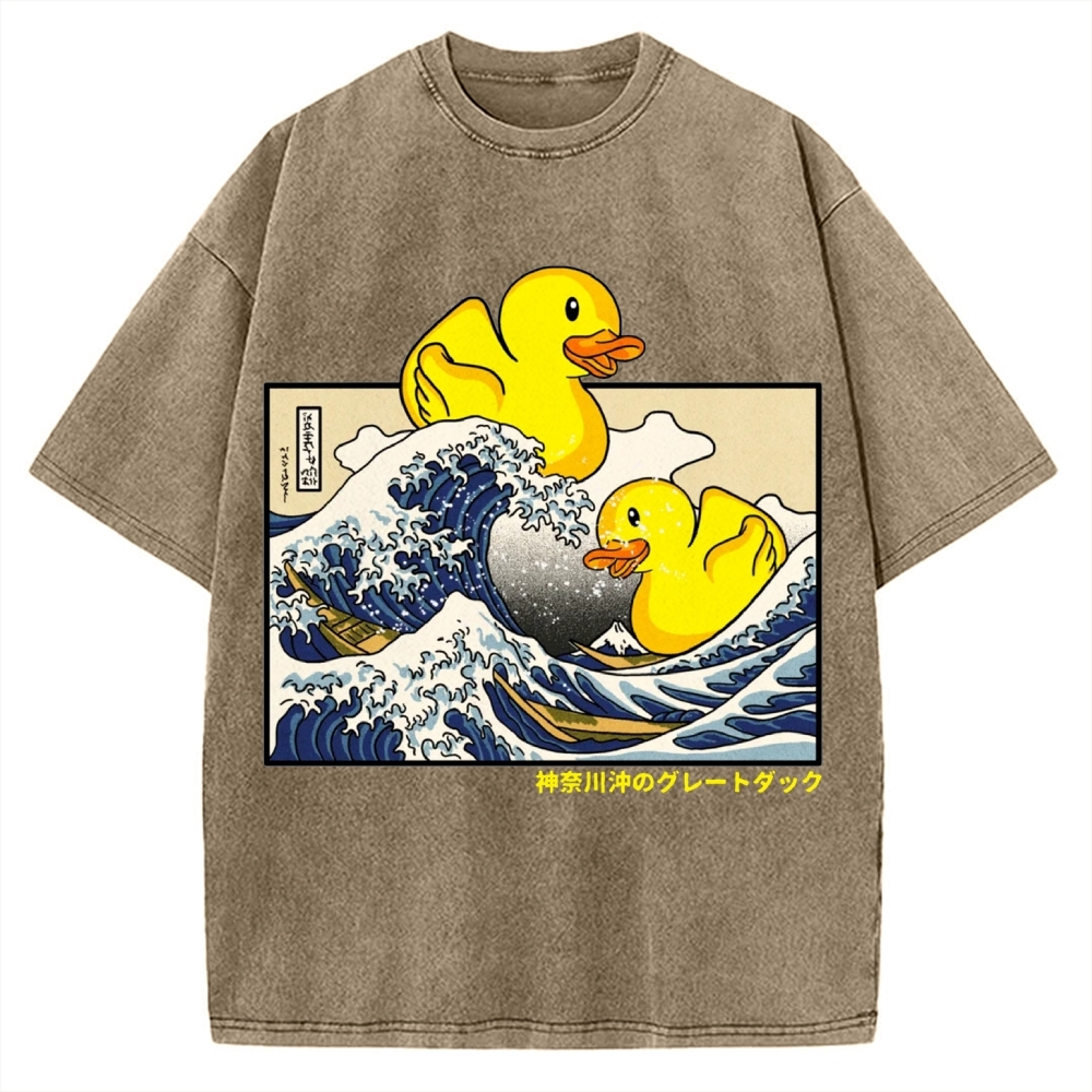 Giant Wave Yellow Duck Vintage Washed T-shirt