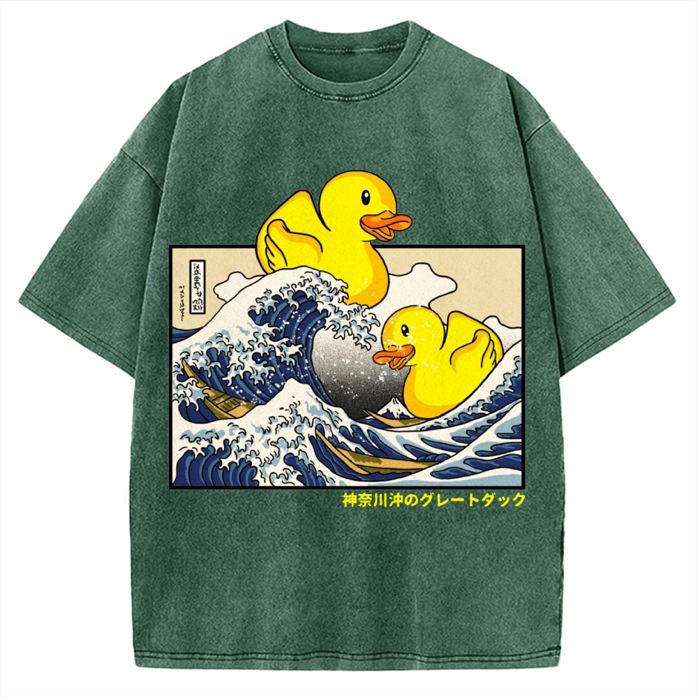 Giant Wave Yellow Duck Vintage Washed T-shirt