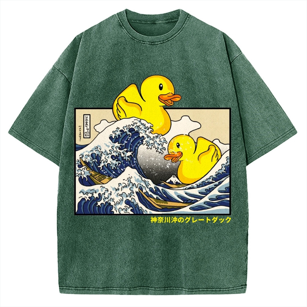 Giant Wave Yellow Duck Vintage Washed T-shirt