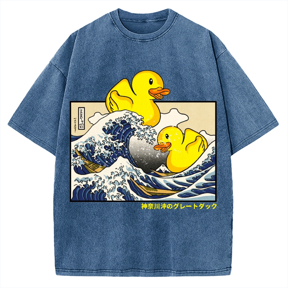 Giant Wave Yellow Duck Vintage Washed T-shirt