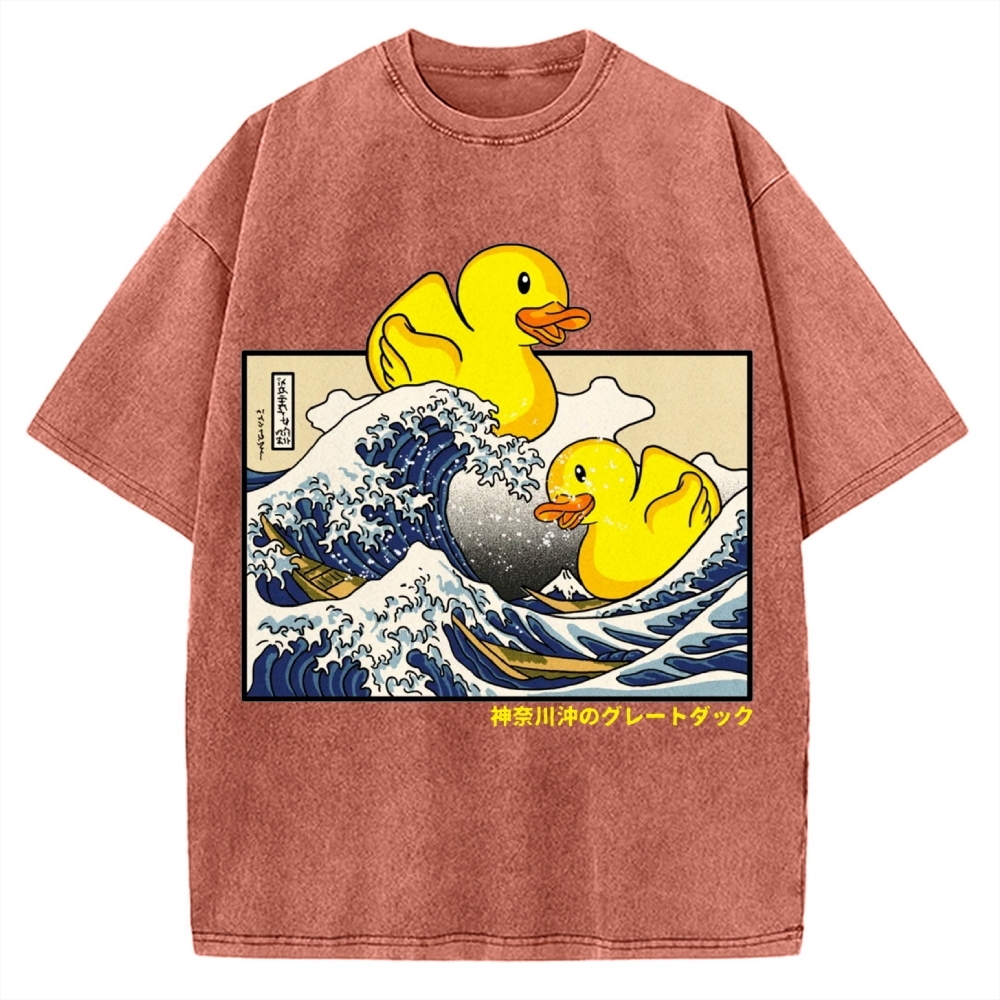 Giant Wave Yellow Duck Vintage Washed T-shirt